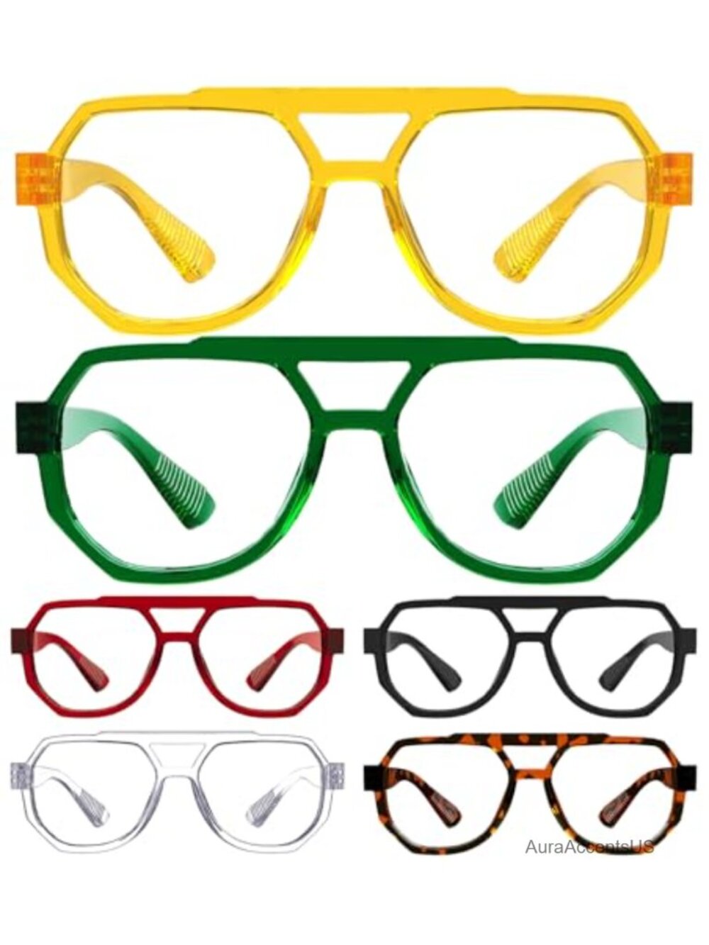 6 Pack Oversized Pilot Reading Glasses for Women 2.00